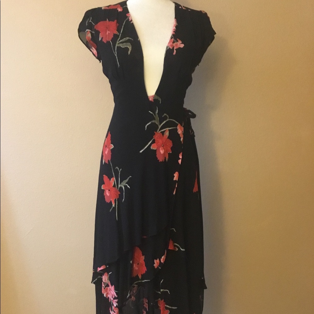 Reformation floral wrap dress